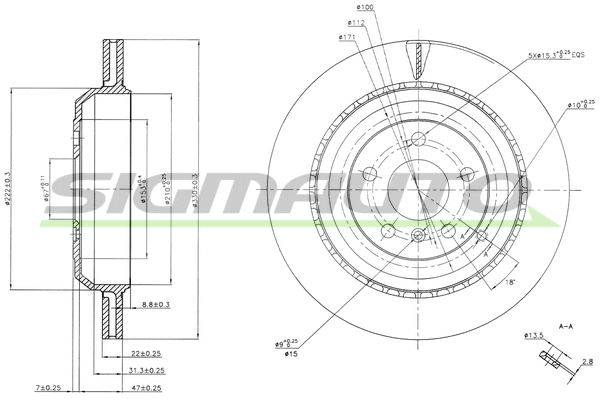 Disque de frein SIGMAUTO DBB531V