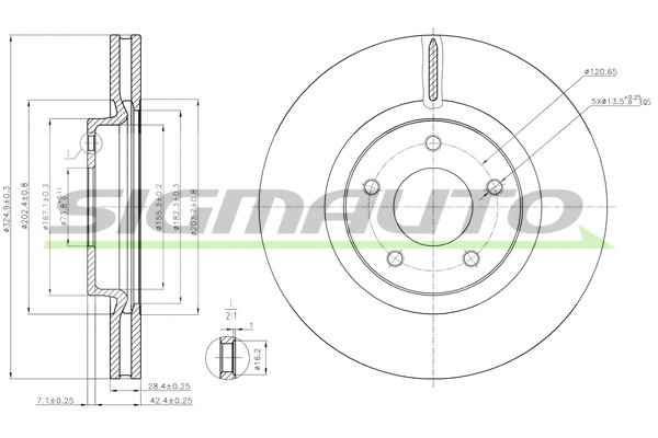 Disque de frein SIGMAUTO DBB478V