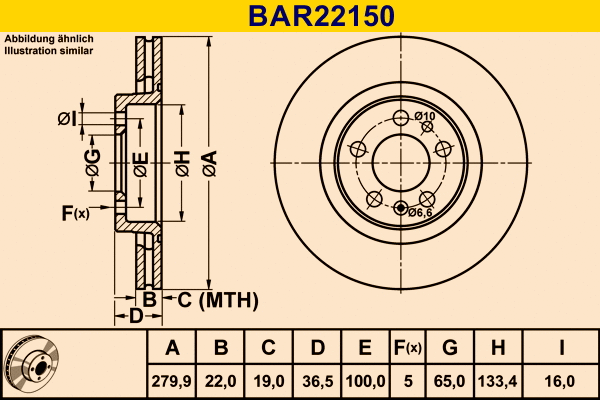 Disque de frein BARUM BAR22150