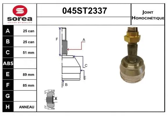 Jeu de joints, arbre de transmission STARTCAR 045ST2337