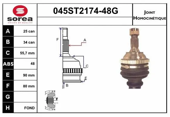 Jeu de joints, arbre de transmission STARTCAR 045ST2174-48G