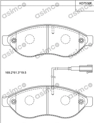 Kit de plaquettes de frein, frein à disque ASIMCO KD7530F