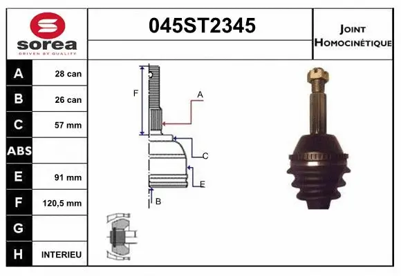 Jeu de joints, arbre de transmission STARTCAR 045ST2345