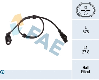 Capteur, vitesse de roue FAE 78276