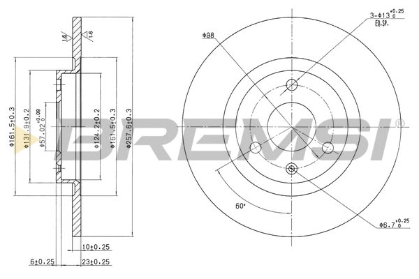 Disque de frein BREMSI CD6229S