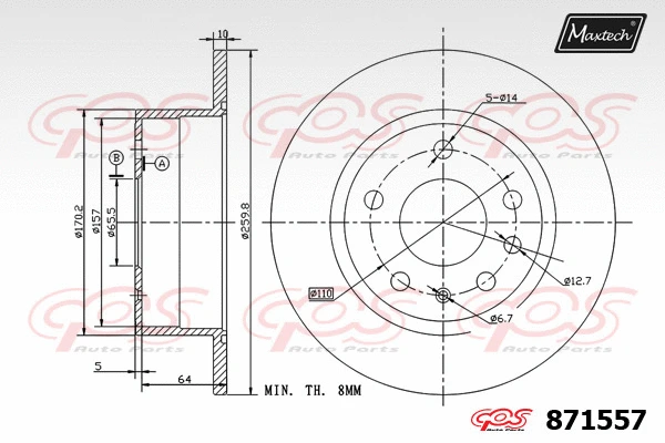 Disque de frein MAXTECH 871557