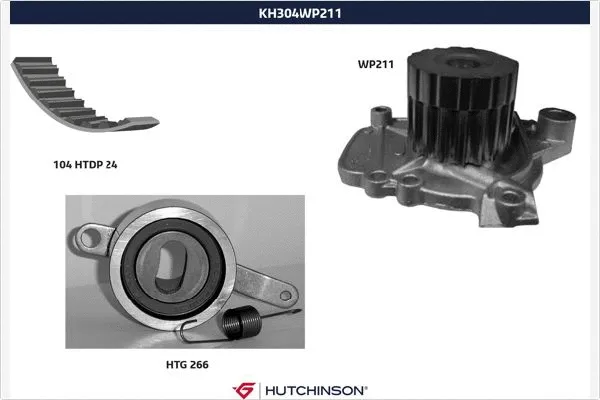 Pompe à eau + kit de courroie crantée HUTCHINSON KH 304WP211