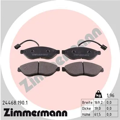 Kit de plaquettes de frein, frein à disque ZIMMERMANN 24468.190.1