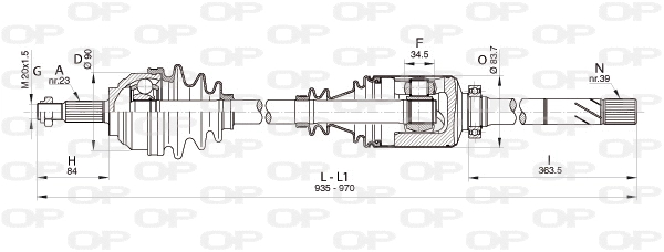 Arbre de transmission OPEN PARTS DRS6344.00