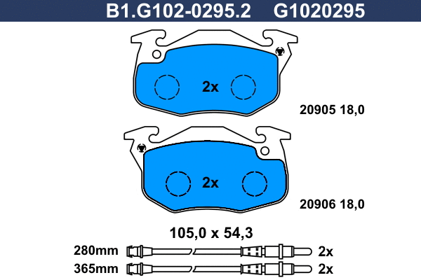 Kit de plaquettes de frein, frein à disque GALFER B1.G102-0295.2