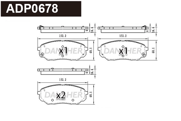 Kit de plaquettes de frein, frein à disque DANAHER ADP0678