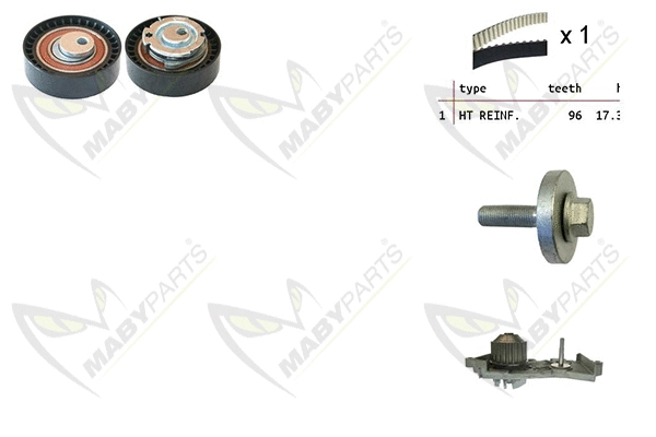 Pompe à eau + kit de courroie crantée MABYPARTS OBKWP0129