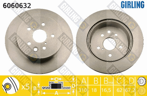 Disque de frein GIRLING 6060632