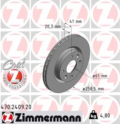 Disque de frein ZIMMERMANN 470.2409.20