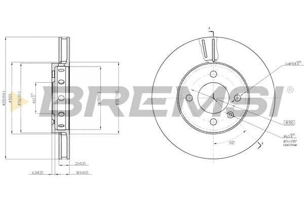 Disque de frein BREMSI CD8184V