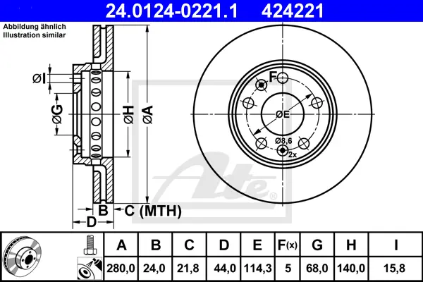 Disque de frein ATE-APAC 24.0124-0221.1