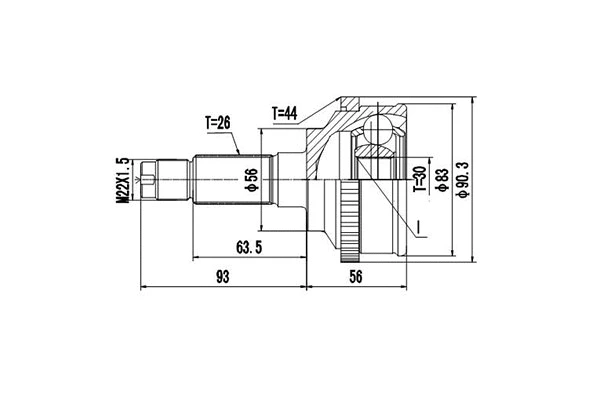 Jeu de joints, arbre de transmission DYNAMATRIX DCV834058