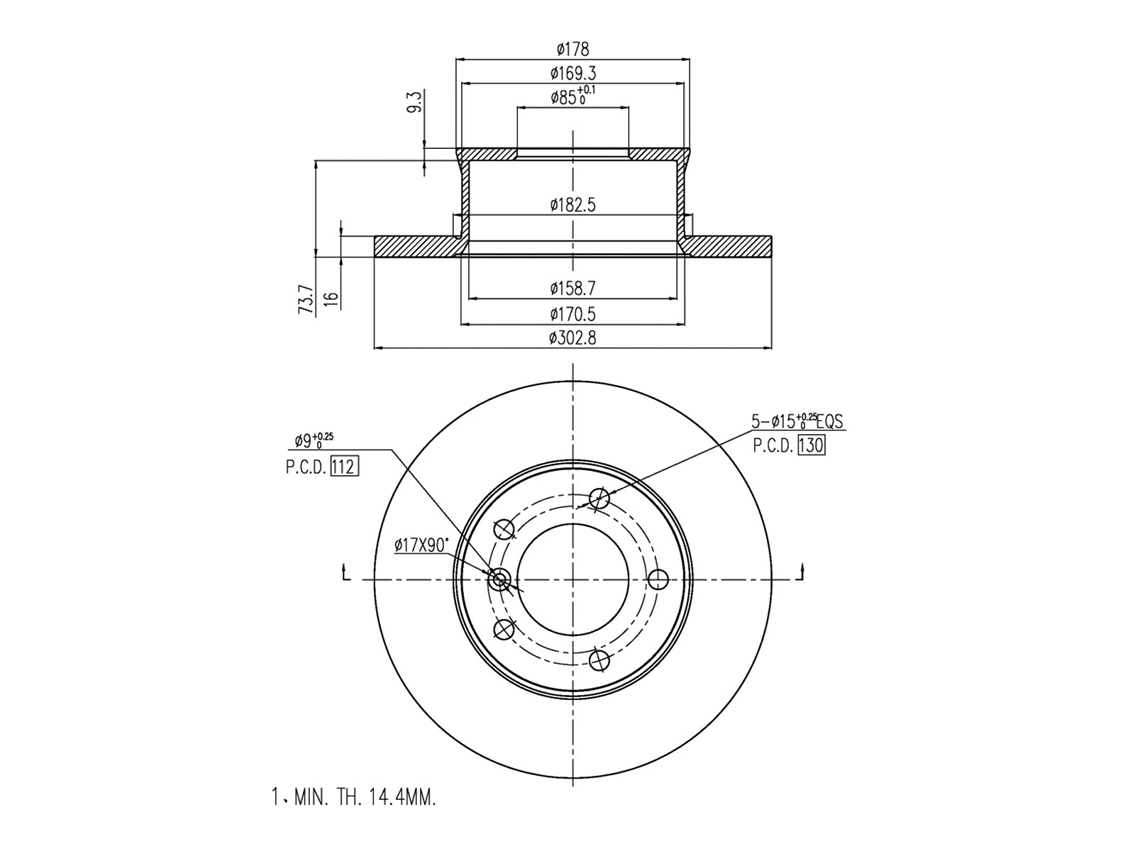 Disque de frein A.Z. Meisterteile AZMT-44-024-1426