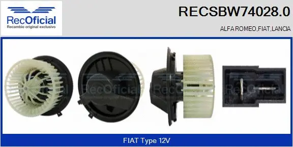 Pulseur d'air habitacle RECOFICIAL RECSBW74028.0