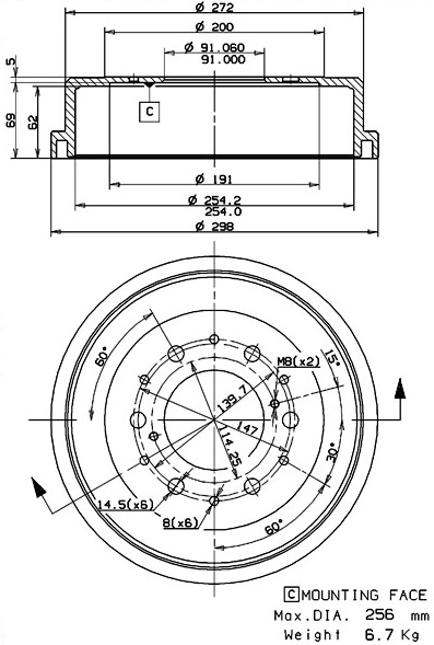 Tambour de frein VILLAR 627.0247