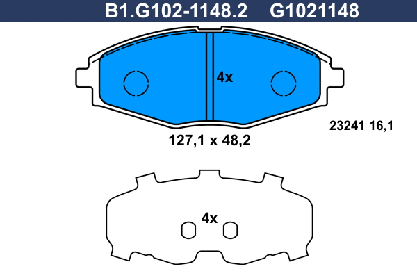 Kit de plaquettes de frein, frein à disque GALFER B1.G102-1148.2