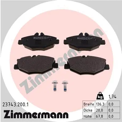Kit de plaquettes de frein, frein à disque ZIMMERMANN 23743.200.1