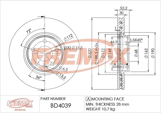 Disque de frein FREMAX BD-4039