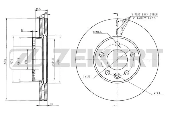 Disque de frein ZEKKERT BS-5357B