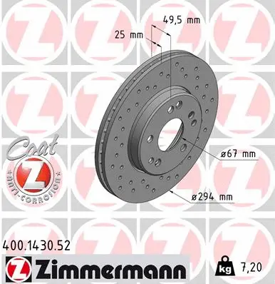 Disque de frein ZIMMERMANN 400.1430.52
