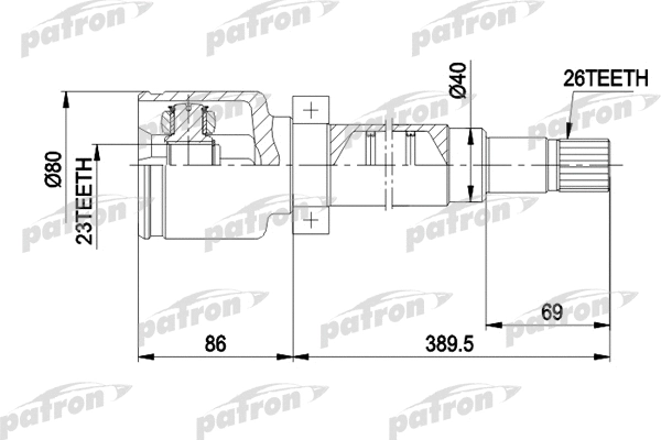 Jeu de joints, arbre de transmission PATRON PCV5011
