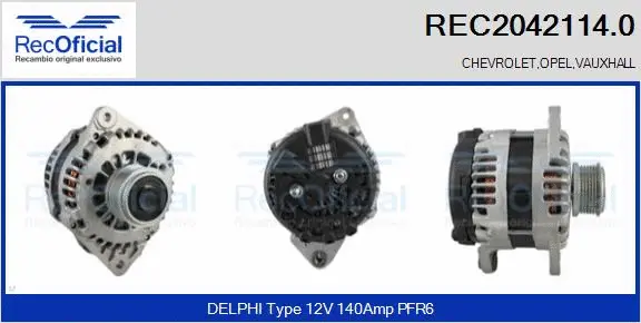 Alternateur RECOFICIAL REC2042114.0