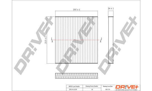 Filtre, air de l'habitacle Dr!ve+ DP1110.12.0192