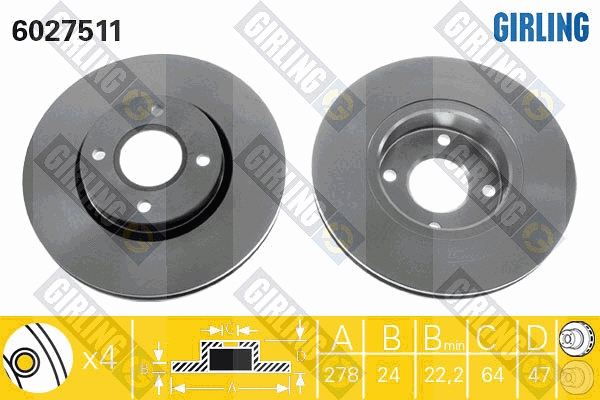 Disque de frein GIRLING 6027511