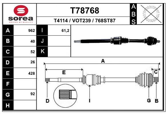 Arbre de transmission EAI T78768