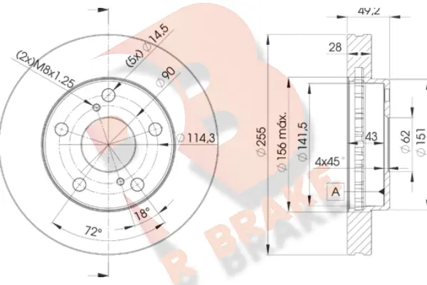 Disque de frein R BRAKE 78RBD23302
