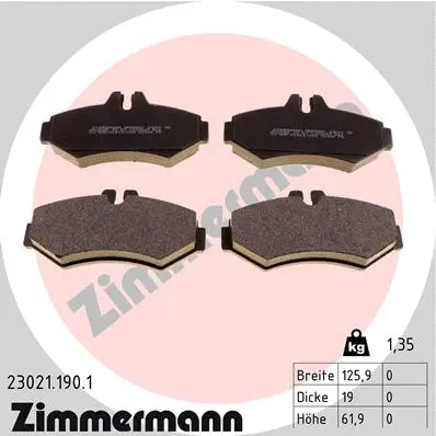 Kit de plaquettes de frein, frein à disque ZIMMERMANN 23021.190.1