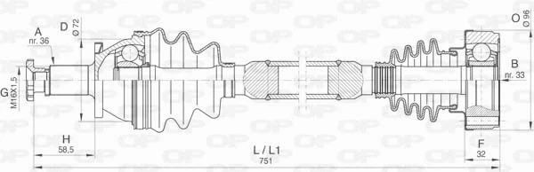 Arbre de transmission OPEN PARTS DRS6420.00