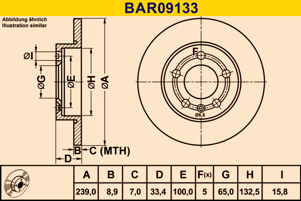 Disque de frein BARUM BAR09133