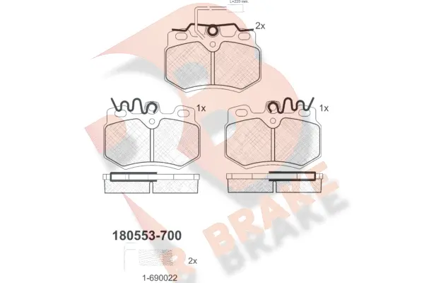 Kit de plaquettes de frein, frein à disque R BRAKE RB0553-700