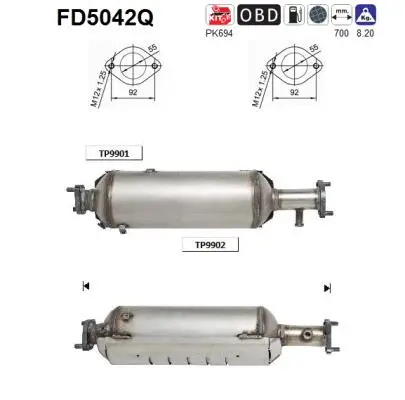 Filtre à particules / à suie, échappement AS FD5042Q