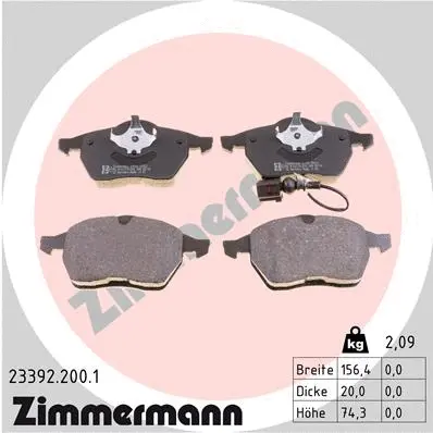 Kit de plaquettes de frein, frein à disque ZIMMERMANN 23392.200.1