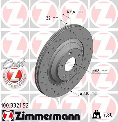 Disque de frein ZIMMERMANN 100.3321.52