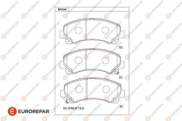Kit de plaquettes de frein, frein à disque EUROREPAR 1681230080