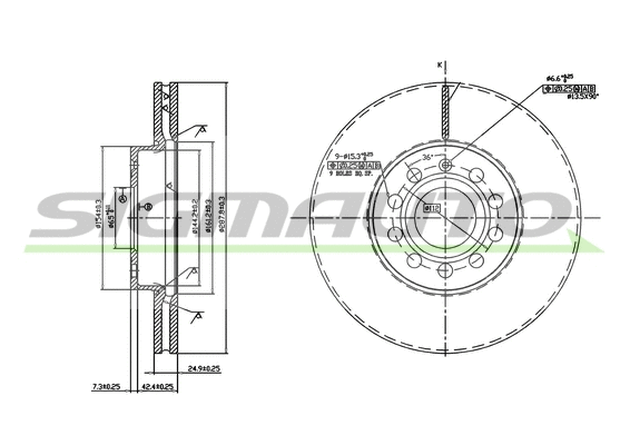 Disque de frein SIGMAUTO DBB218V