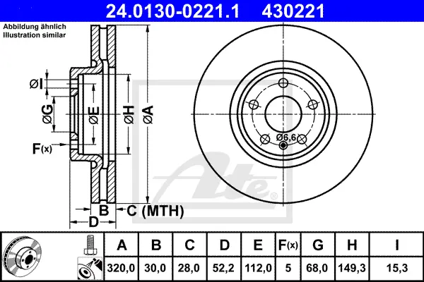 Disque de frein ATE-APAC 24.0130-0221.1