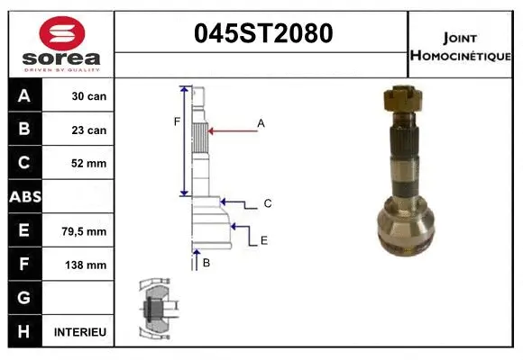 Jeu de joints, arbre de transmission STARTCAR 045ST2080