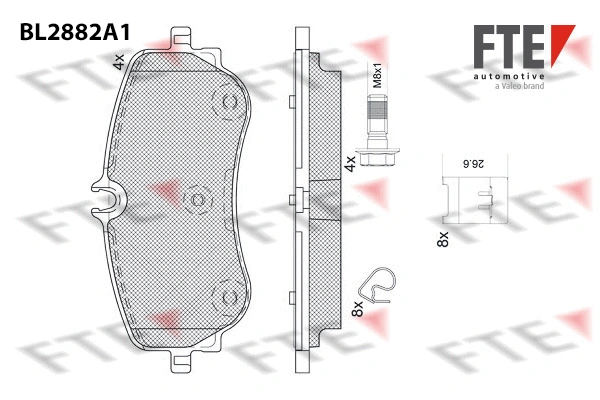Kit de plaquettes de frein, frein à disque FTE 9011122
