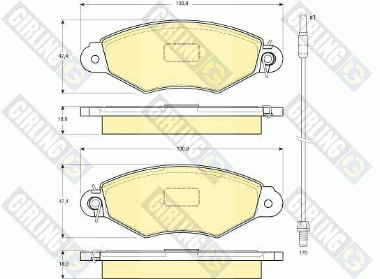 Kit de plaquettes de frein, frein à disque GIRLING 6114024
