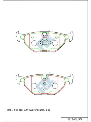 Kit de plaquettes de frein, frein à disque FBK FD14009S