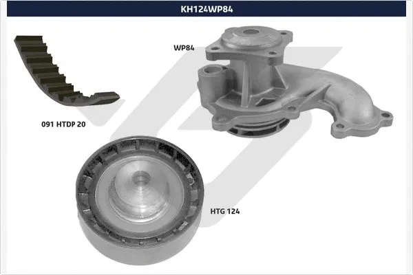 Pompe à eau + kit de courroie crantée HUTCHINSON KH 124WP84